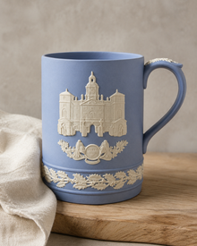 Close view of the Wedgwood mug handle relief